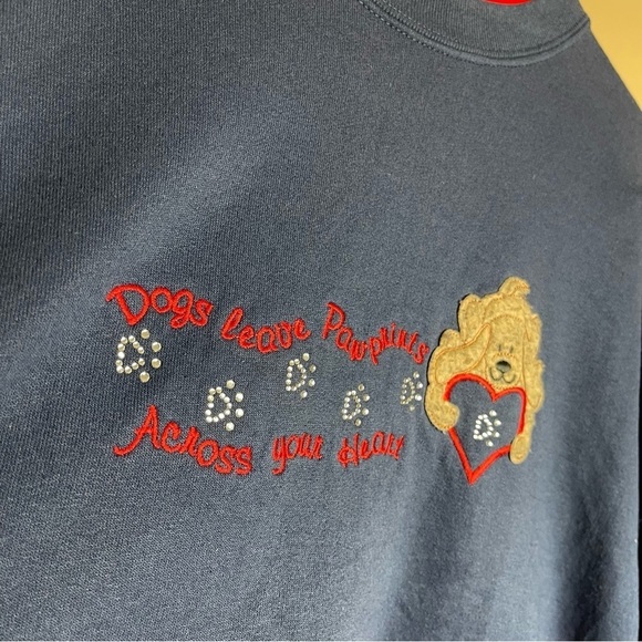 M&C Sportswear Women Large Athletic Sweatshirt Dogs Leave Pawprints Long Sleeve - Picture 5 of 6